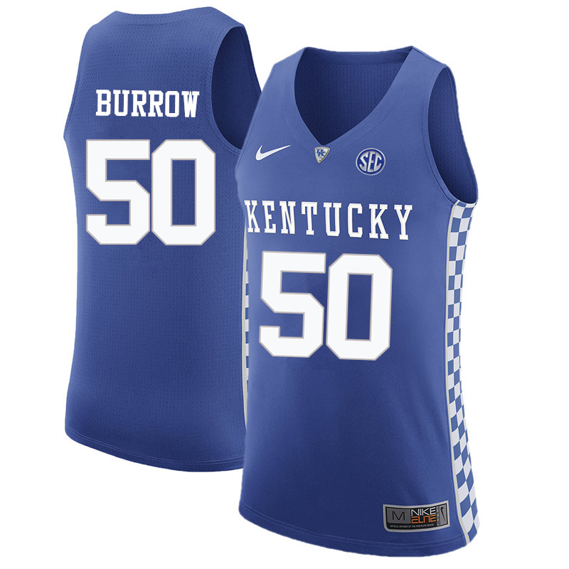 Men Kentucky Wildcats #50 Bob Burrow College Basketball Jerseys-Blue - Click Image to Close